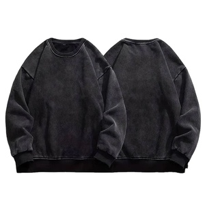 Stone Wash Lose Fit Oversized Vintage <b>Crewneck</b> Sweatshirt Custom Made Acid Wash Men's High Quality Printing Thermal Solid Winter - Product Image 1