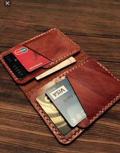Genuine Leather <b>Card</b> <b>Holder</b> <b>Wallet</b> With Button Closure Tan Color - Product Image 3