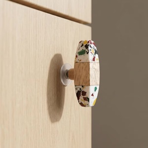 Ba Oval Resin Furniture Handle With Wood Inlay For Cabinet Kitchen Drawer Contemporary Design Easy Installation - Product Image 4