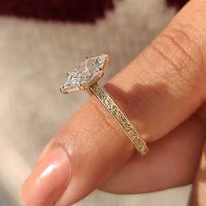 Anillo de Oro Marquise Holandés Premium con Engaste Milgrain, Joyería Nupcial de Laboratorio, Proveedor Mayorista en Línea - Product Image 5