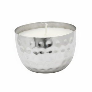 Porte-bougie créatif en métal argenté texturé martelé avec bord festonné, en acier inoxydable, pour décoration intérieure, article cadeau, en promotion - Product Image 2