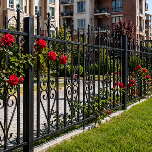 Valla Decorativa de Hierro Forjado Negro con Adornos de Rosas y Puntas de Arpón, Panel de Seguridad para Jardín y Exteriores - Product Image 6