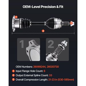 Semiasse con Giunto CV Anteriore Sinistro e Destro (Lato Guida e Lato Passeggero) Ricambio Automobilistico Compatibile con - Product Image 3
