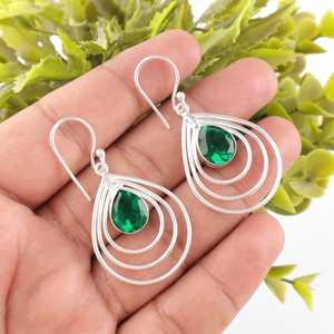 Emerald <b>Green</b> <b>Earrings</b> Sterling Silver Jewelry Dangle <b>Earrings</b> Women Jewelry Gift Fashion Elegant Handmade Accessories - Product Image 3