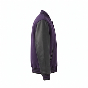 Chaqueta Letterman Premium con Cuello Alto y Logotipo Frontal, Estilo Retro de Béisbol Escolar - Product Image 5