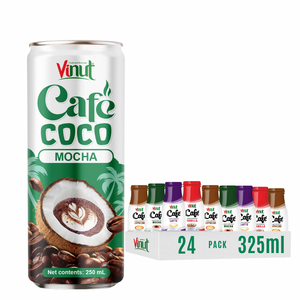 เครื่องดื่มกาแฟมะพร้าว อาราบิก้า โรบัสต้า เบลนด์ ชนิดน้ำเข้มข้น บรรจุกระป๋องอะลูมิเนียม 325 มล. 24 กระป๋อง ปราศจาก GMO ปราศจากนม เหมาะสำหรับผู้ทานวีแกน VINUT ขายส่ง - Product Image 1