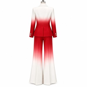 Women Gradient Color High Quality Breathable Suit Set Full Length <b>Pants</b> Turn-<b>down</b> Collar Elegant Design Regular Fit Spring Wear - Product Image 6