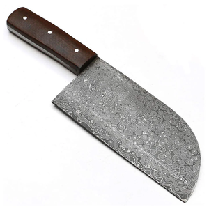 Cuchillo de carnicero de acero de Damasco, hoja forjada, mango de madera de espiga completa, afilado como una navaja, ambidiestro, apto para lavavajillas, cocina moderna - Product Image 5