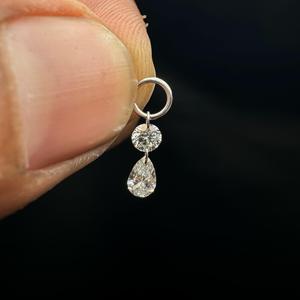 Boucles d'oreilles pendantes double diamant avec chaîne et design à anneau pour femme - Product Image 1