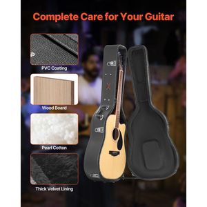 Custodia rigida per chitarra acustica a forma di zucca 43.31 con chiusura a chiave, imbottitura in PVC e rivestimento morbido per la protezione dell'strumento musicale - Product Image 4