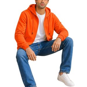 Custom Full <b>Zip</b> <b>Hoodie</b> Men Cotton Fleece Hooded Sweatshirt with Kangaroo <b>Pockets</b> for Modern Casual Streetwear Wholesale - Product Image 6