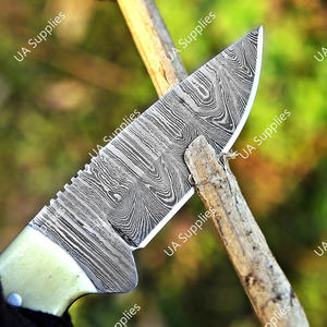 Cuchillo de Acero de Damasco de Grado Industrial con Hoja Fija de Punta Caída para Camping, Caza y Uso Diario (EDC), Mango de Hueso de Camello, 7 Pulgadas de Longitud Total, OEM, MOQ Bajo - Product Image 4