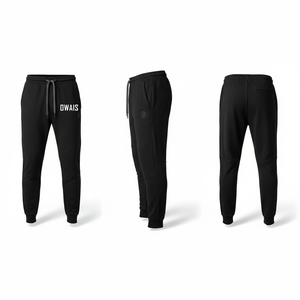 <b>Men's</b> <b>Khaki</b> Straight Fit Casual Trousers Mid Waist Button Fly Letter Decoration Left Leg Flat Front Woven Pants - Product Image 2