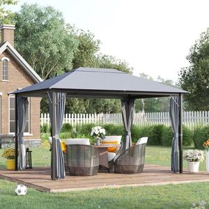 Gazebo da Giardino 3x4m Grigio, Tettoia e Pergola Resistenti per Intrattenimento all'Aperto - Product Image 1