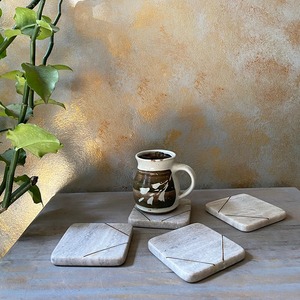 High Demand Marble <b>Drink</b> <b>Coaster</b> Set Elegant Polished Stone <b>Coasters</b> for Coffee Table Dining Table Office Kitchen Bar - Product Image 1