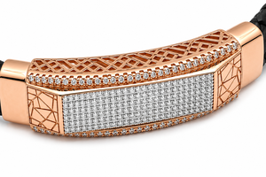 18KT Solid Gold Black Braided <b>Leather</b> Diamond <b>Bracelet</b> for Men High Polish Geometric Luxury Design Wedding Party Gift Fine - Product Image 3