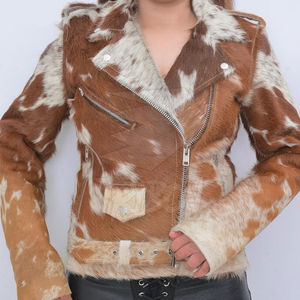 Chaqueta de Cuero con Pelo de Alta Calidad, Logotipo Personalizado, Ropa de Moda, Chaqueta de Cuero Auténtico con Pelo en Venta al por Mayor, Servicio OEM - Product Image 3