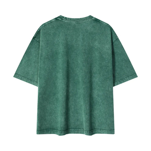 T-shirt pour homme à col rond, coupe ample, délavé à l'acide, effet soleil, avec motif personnalisé, 100% coton, couleur unie, coupe décontractée, en jersey tricoté, design vierge - Product Image 4