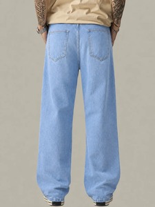 Best Fitting Eco-friendly Color Fade Proof Jeans for Women and <b>Men</b> Mid Waist Wide Leg Comfortable <b>Stretch</b> Denim Ripped Casual - Product Image 2