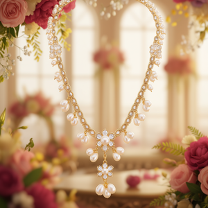 Gold Plated Flower Pearl Drop Belly Chain Classic Trendy Body Jewelry for Party Wedding - Product Image 2
