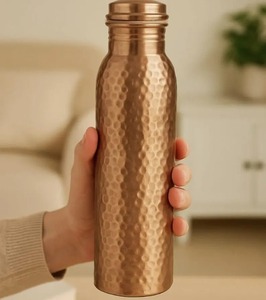 Botella de Agua de Cobre Martillado de 950 ml (27 oz), Duradera, Reutilizable, para Deportes al Aire Libre, Viajes, Vaso Electrochapado con Cepillo - Product Image 4