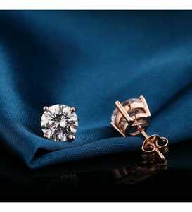 ต่างหูเพชรทรงกลม 5 กะรัต CVD HPHT เพาะเลี้ยงในห้องปฏิบัติการ ชุบทองคำขาว 14K พร้อมใบรับรอง IGI สำหรับผู้ชาย ผู้หญิง สวมใส่ได้ทุกวัน - Product Image 2