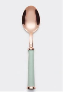 Cucharas de acero inoxidable chapadas en oro rosa con mangos verde menta, diseño moderno, aptas para lavavajillas, juego de cucharas para té para uso doméstico. - Product Image 3