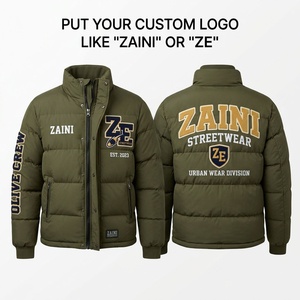 เสื้อแจ็คเก็ตพัฟเฟอร์บุรุษ 300 GSM ผ้าโพลีเอสเตอร์คุณภาพพรีเมียม ทรงควิลท์ สีเขียวมะกอก เสื้อแจ็คเก็ตฤดูหนาวอุ่นสบาย ปักโลโก้แบบแอพพลิเคตามสั่ง - Product Image 1