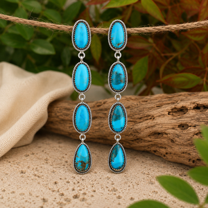 Boucles d'oreilles clous en turquoise Mohave Kingman, faites à la main, avec tige en argent, style cluster, bijoux bohèmes du Sud-ouest pour femme, cadeau - Product Image 6