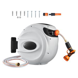 Avvolgitubo da Giardino Retrattile da 30 Metri con Staffa Girevole da 5/8 Pollici Montabile a Parete e Ugello a 9 Getti - Product Image 1