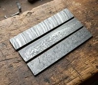 Billette en acier Damas vierge faite à la main pour couteaux personnalisés - Épaisseur 4 mm, longueur totale 12 pouces, fabrication Edge Master