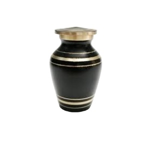 Urna de Cremación de Latón de Diseño Clásico para Cenizas Humanas, Urna Funeraria Conmemorativa de Metal Negro y Dorado con Tapa Roscada Segura, Precio Bajo - Product Image 1
