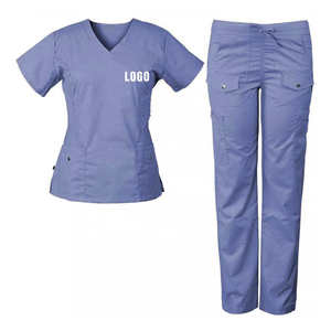 Hot Sale New Designs Pockets Medical <b>Nurse</b> <b>Scrub</b> Sets High Quality Cotton Polyester Short Sleeve OEM Service Hospital <b>Scrub</b> - Product Image 1