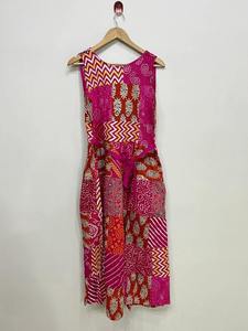 เดรสผ้าฝ้ายปะติดสีสันสดใส สไตล์โบฮีเมียนอินเดีย แขนกุด ใส่สบายๆ สำหรับฤดูร้อน ฟรีไซส์ - Product Image 2