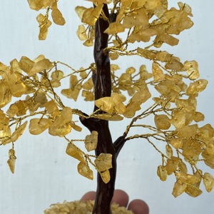 Arbre en cristal de citrine dorée en vrac, 300 copeaux, 10 pouces, bonsaï artisanal en pierres précieuses pour la décoration intérieure, arbre à argent Feng Shui pour la prospérité et la chance - Product Image 3