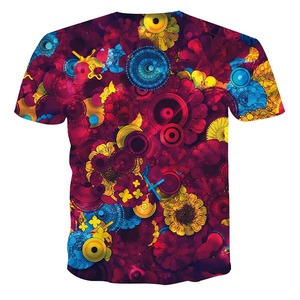 T-shirt à manches courtes pour homme, col rond, imprimé par sublimation à motifs géométriques, coupe classique, style décontracté, respirant, en polyester tricoté - Product Image 2