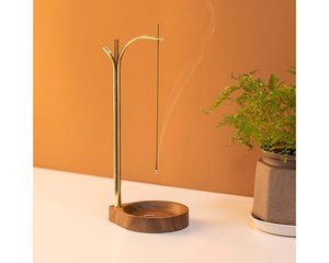 Porta Incienso de Latón con Base de Madera para Incienso en Barra, Uso en Aromaterapia - Product Image 4