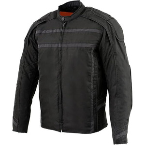 Chaqueta de Motocicleta SAMROZ SPORTS Unisex de Cuero Negro Acolchado con Textil de 220g para Todas las Temporadas, con Estampado por Transferencia de Calor y Manga Larga - Product Image 1