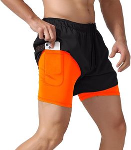 Custom Logo Men's Double <b>Layer</b> Printed Spandex/Cotton Sports Athletic Workout Running Gym Shorts Breathable Drawstring Closure - Product Image 1