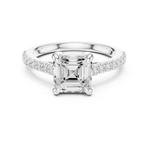 แหวนเพชรทรง Asscher คุณภาพเยี่ยม เพาะเลี้ยงในห้องปฏิบัติการ ได้รับการรับรองจาก GRA ทองคำขาว 14K แหวนวันครบรอบ ราคาสมเหตุสมผล - Product Image 1