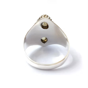 Vintage Style Double Teardrop <b>Labradorite</b> Gemstone 925 Silver Handmade Wide Band <b>Ring</b> Daily Wear - Product Image 4