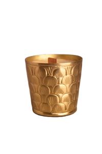 เชิงเทียนโลหะสีทองสุดหรูที่ทำจากทองเหลืองสลักลายหอยเชลล์และขัดเงาภายในเรียบ - Product Image 2