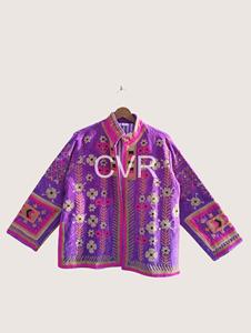 Chaqueta Bohemia con Cuello Mandarín, Bordado Floral, Manga Larga, Talla Grande, Ropa Exterior para Mujer, Estilo Casual de Otoño - Product Image 3