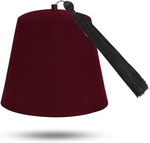 Chapeau fez maçonnique uni - Laine blanche avec diverses couleurs de pompons, type de tissu : 100% laine, instructions d'entretien : Lavage à la main uniquement - Product Image 2