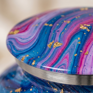 Galaxy Cremation Urn Aluminum Ashes <b>Keepsake</b> Crematory Urn Blue Pink Decorative <b>Memorial</b> Vessel - Product Image 4