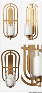 Modern Minimalist Iron <b>Wall</b> <b>Sconce</b> Candle Holder with Glass Hurricane Gold Finish Geometric <b>Wall</b> Art Luxury Home Decor - Product Image 5