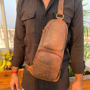 Nuevo bolso de hombro de pecho al aire libre de cuero genuino de vaca personalizado para hombres bolso cruzado multifuncional para uso informal - Product Image 3