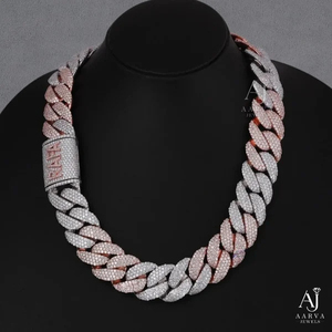 Collier en argent sterling 925 avec maillons cubains sertis de moissanite, plaqué rhodium, style hip-hop, bijoux unisexe, cadeau - Product Image 4