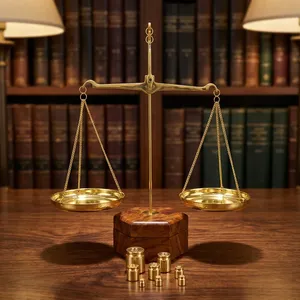 Balance de précision de luxe en laiton avec finition dorée, plateaux suspendus, base de rangement en bois et ensemble de poids en laiton, style antique, balance mécanique à poutre - Product Image 5