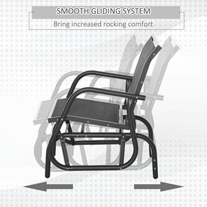 Ensemble de 2 balançoires d'extérieur robustes avec cadre durable, tissu en maille respirante, accoudoirs incurvés, supports pour chaise à bascule pour patio - Product Image 4